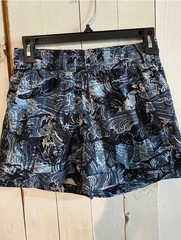 lululemon Women’s Abstract Blue Black White Athletic Shorts Drawstring Stretch 4