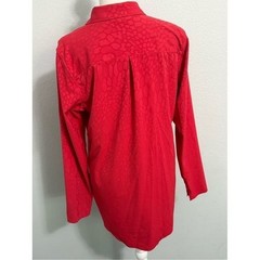 Athleta Urbanite Textured Top Red Animal Leopard Jacquard Button Down Shirt S
