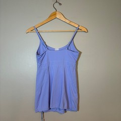 GapFit Womens XS Pale Periwinkle Bra Strap Supp Tank Top Adjustable Cinched Hem