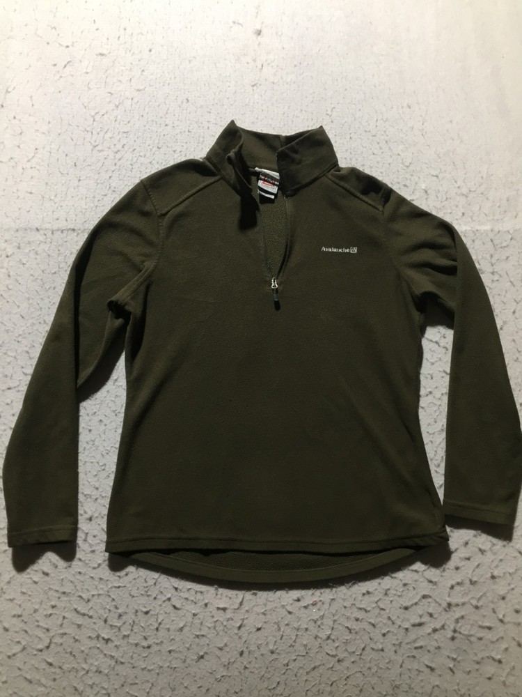 Avalanche Fleece Pullover Womens L Large Dark Green 1/4 Zip Mock Neck