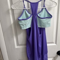 Vintage Lululemon No Limit Tank Built-In Bra Stretch Yoga Purple Aquamarine SZ 6