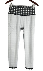 Albion Fit Black Gray & White Checkered Pattern Leggings Size Meas 26 x 23.5