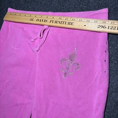 Vintage Y2K Low Rise Capris Sweatpants Jeweled Fleur De Lis Rhinestone Mcbling