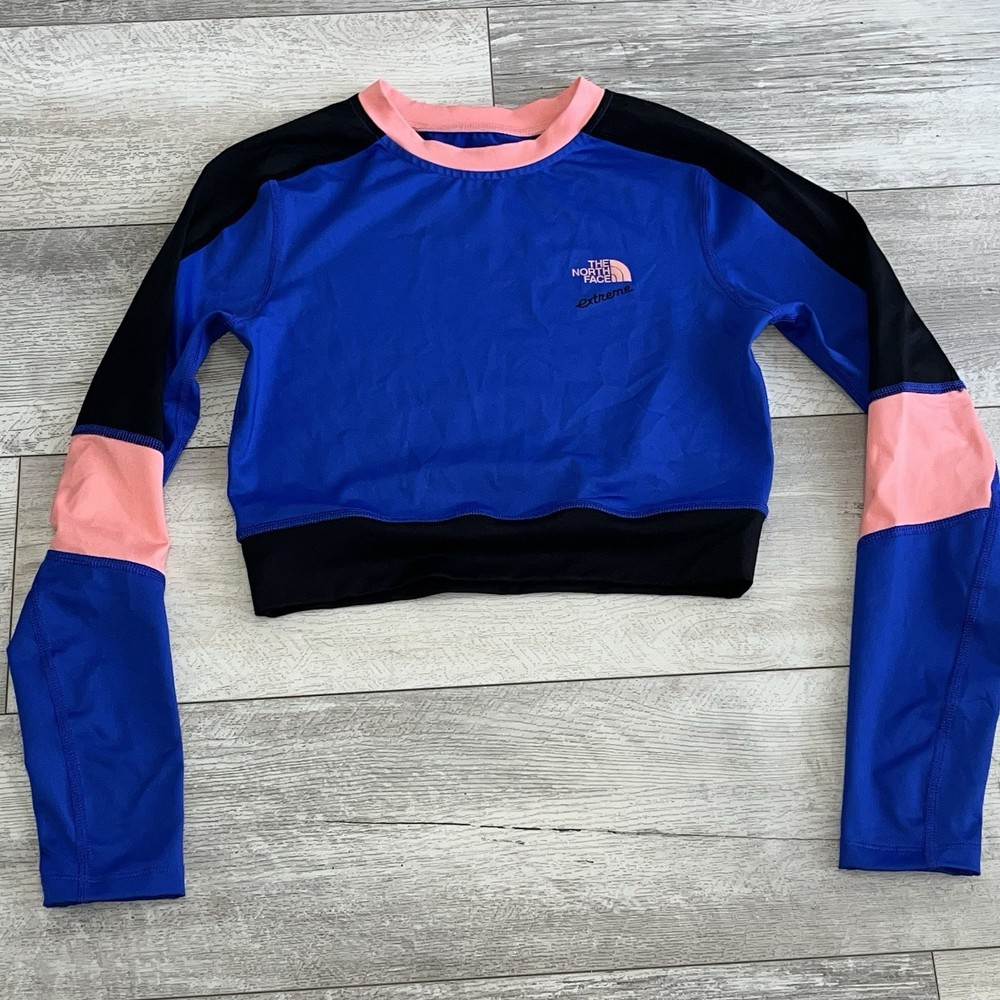 The North Face W ’90 Extreme Knit L/S Top XS Cropped Fit Blue Colorblock