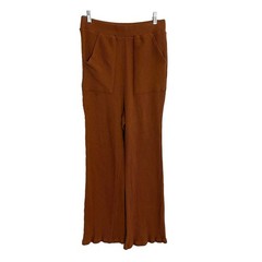 Free People Beach L Lounge Pants High Rise Wide Leg Ribbed Pockets Boho Beach