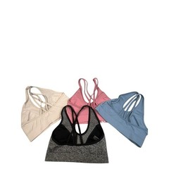 VS Sports Bra M Gray Blue Pink Cream Lot Bundle 4 Strappy Back Workout Comfy