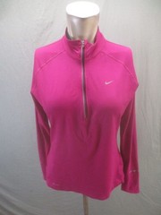 Nike Size M Womens Pink 1/2 Zip Stretch Athletic Sport Dri Fit Pull Over 416