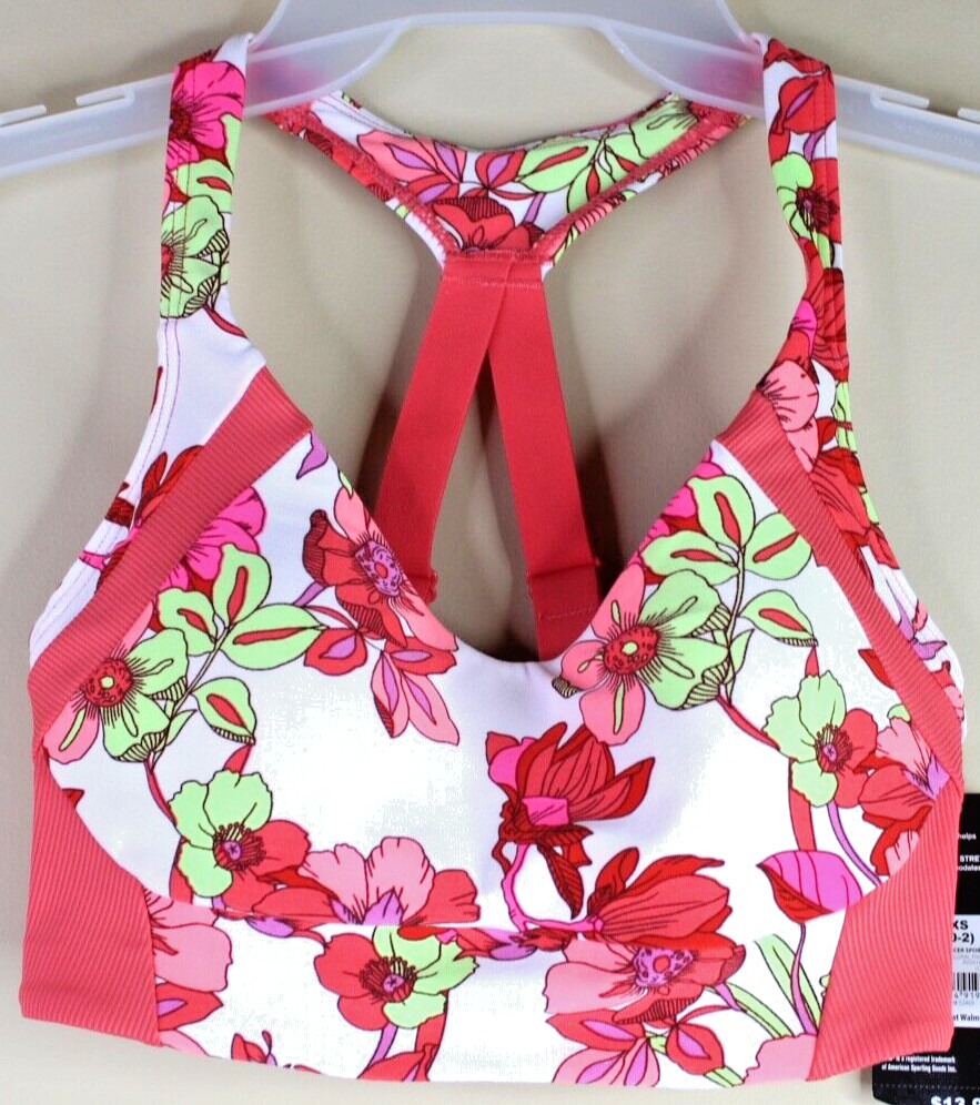 AVIA Molded Racer Sports Bra Fresh Floral Print Women’s Size XS (0-2)