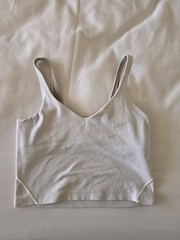 Lululemon Tank Top Womens Small White Built In Bra V Neck Yoga Athletic