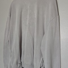 Hello Kitty Circle Graphic Logo Gray Pullover Fleece Hooded Hoodie Womens XL