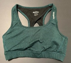 Reebok Women’s Size XS Green Striped Sports Bra Stretch Padded Medium Support