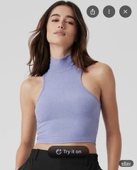 Alo Yoga Ribbed Sea Coast Cropped Turtleneck Tank Top New With Tags Size Small