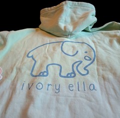Ivory Ella Hoodie Womens Blue Green Ombre Elephant Logo Pullover Sweatshirt