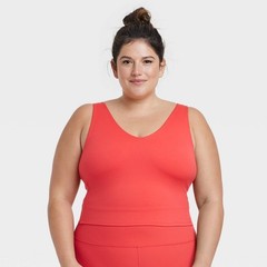 All In Motion Women’s Flex Light Support V-Neck Cropped Red Sports Bra 3X