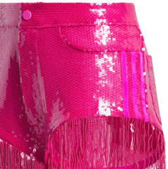 adidas IVY PARK Beyonce Triple Pink Barbie Sequin Shorts with Fringe Women XS