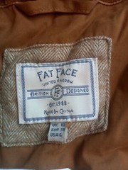 Fat Face brown Jacket 10 bronze faux fur acrylic cotton blend UK women’s size 10
