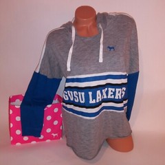 Victoria Secret PINK Hoodie Medium Collegiate GVSU Lakers Gray Blue Grand Valley
