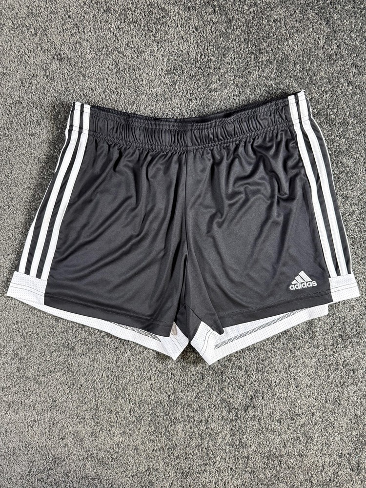 Adidas 3-Stripes Athletic Shorts Womens Large Black 3.5in Inseam Running Gym