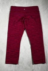 Lululemon Wunder Under Crop II Leggings Womens 6 Diamond Jacquard Flaming Tomato