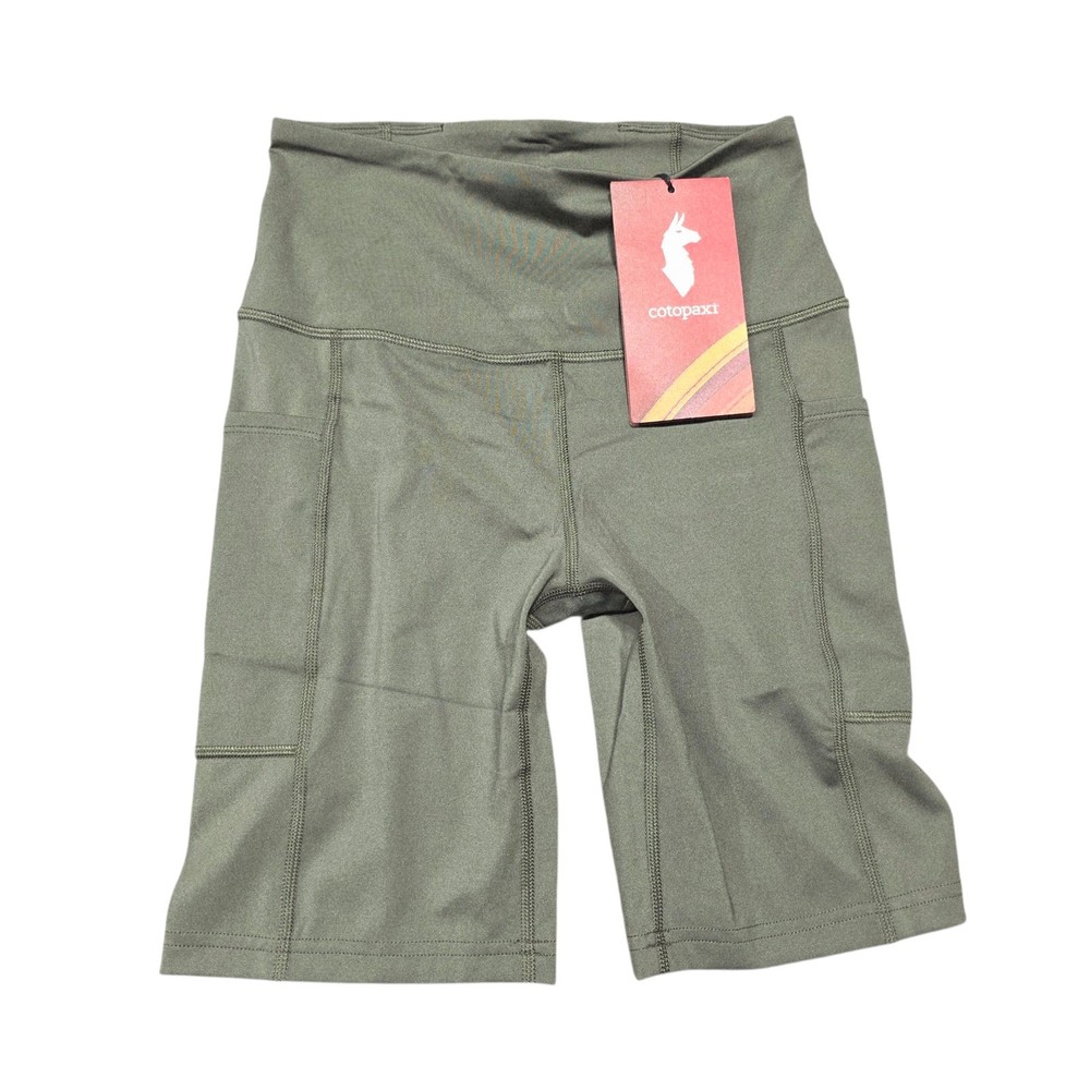 NEW Cotopaxi Muevo Bike Shorts Womens XS Fatigue Green Recycled Nylon Spandex