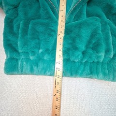 Derek Heart Womens Teal Kelly Green Faux Fur Full Zip Bomber Jacket Size M New