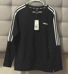 Adidas Womens Black & White Stripe Crewneck Sweatshirt