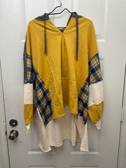 Blue Velvet Women’s Plaid Colorblock Pullover Hoodie XL -3X Cotton Knit Pockets