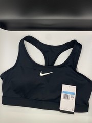 New Nike Women’s Swoosh Sports Bra Medium Support Black/White DX6821-010 MEDIUM