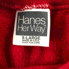 Vintage 90s Crewneck Sweatshirt Womens XL Red Blank Pullover Hanes Her Way 50/50