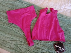 BNWT girls ladies dance fitness outfit thong & cropped top free size purple