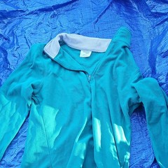 Danskin Now Womens Teal/Gray Fleece Jacket 1/2 Zip Mid-Length Long Sleeve S