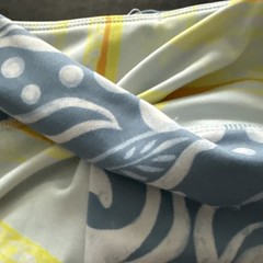 FP Movement Double Take Printed Leggings Women SZ M MidRise 7/8 Pant Yellow Blue