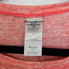 Tommy Bahama Islandactive Coral Heathered Long Sleeve Sun Guard Protection Top L