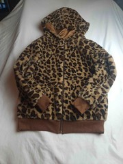 Lucky Finds Hoodie Womens S Faux Fur Leopard Print Boho Chic Grunge Layering Y2K