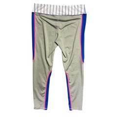 Material Girl Active Leggings Play Ball Baseball Stripe Waist Gray Blue Pink L