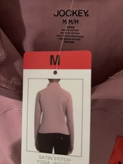 Jockey Satin Stitch Yoga Jacket Full Zip Pockets Women’s M Pink Track Jacket