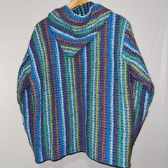 No Bad Days Striped Zip Up Baja Hoodie Multicolor Sz Lg Acrylic blend Recycled