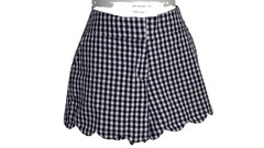 Crown & Ivy Gingham Scalloped Hem Skort Navy Blue White Plaid Women’s Size 6