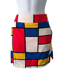 Loudmouth Ladies Mondrian Graphic Pattern Red White Yellow, Blue Cotton Skorts S