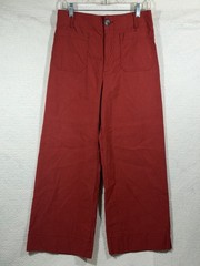 Anthropologie Wide Leg Crop Pants Womens 29 Red Linen Blend Coastal Boho Chic