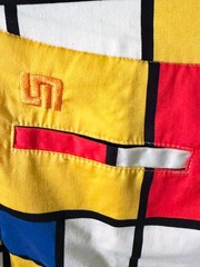 Loudmouth Ladies Mondrian Graphic Pattern Red White Yellow, Blue Cotton Skorts S