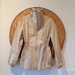 SONOMA LIFE & STYLE BEIGE COTTON NYLON JACKET FULL ZIP SMOCKED WAIST GORPCORE