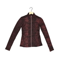 Athleta XXS Burgundy Black Abstract Activewear Jacket Thumbholes Zip Pockets