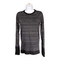 Lululemon Top 6 Womens Gray, Black Rest Less Pullover Any Nylon Shirt Breathable