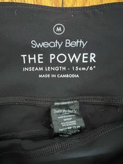 Sweaty Betty The Power Biker Shorts size medium, 15cm/6″ inseam Black, Pockets