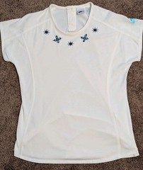 Nike F.I.T. Tennis top Women M White with embroidered stars/dragonflies 90s