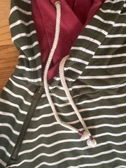 Ampersand Avenue Women’s L Striped Hoodie with Thumbholes & Zipper Detail