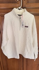 Vineyard Vines Quilted 1/4 Zip Mock Neck Sweatshirt Marshmallow Women 3X