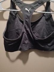 PUMA Women’s Gray Racerback Sports Bra Logo Accent Pullover Wireless Size S