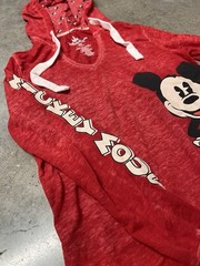 Disney Parks Authentic Mickey Mouse Red Graphic Pullover Hoodie Women’s XS